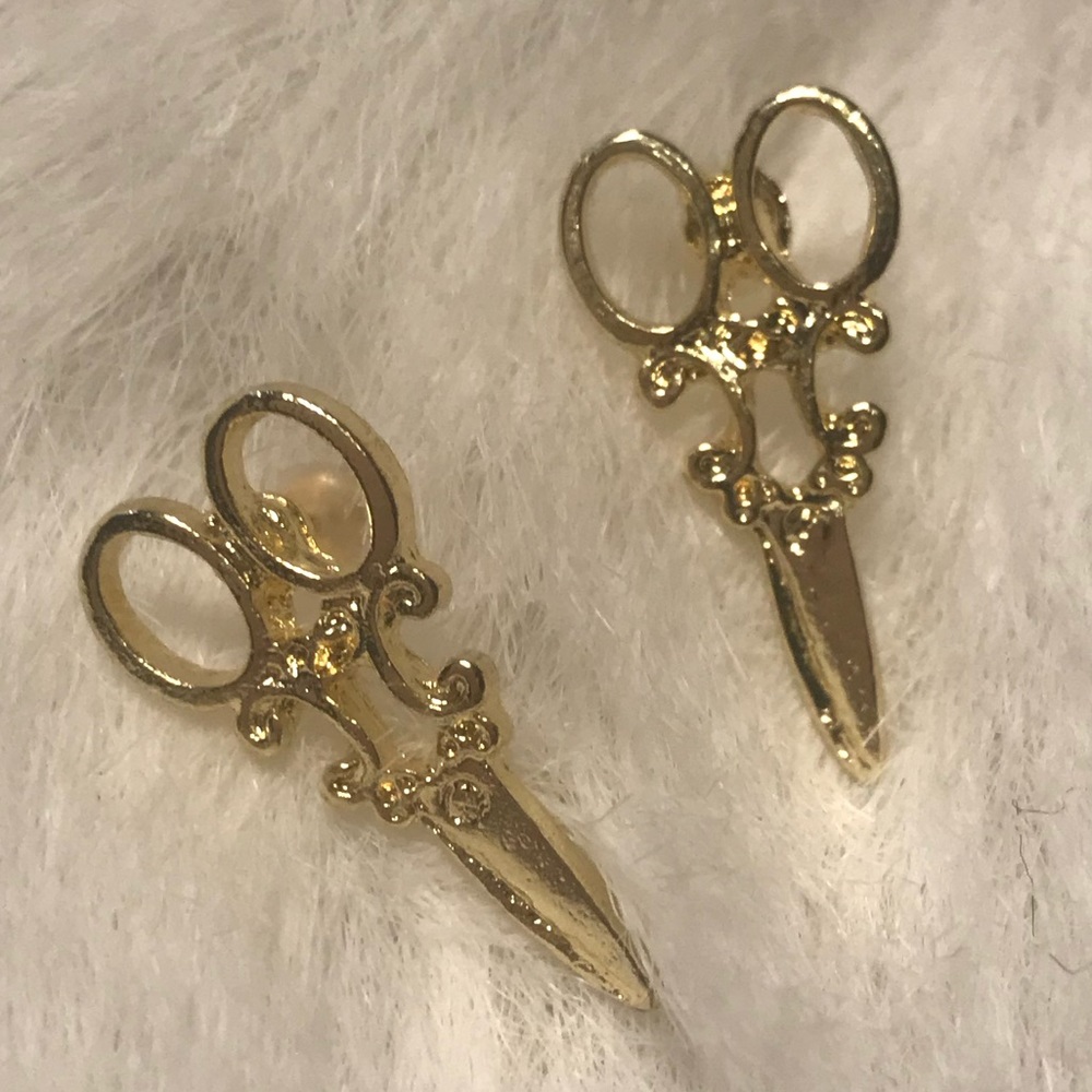 Antique Style Gold Scissor Earrings